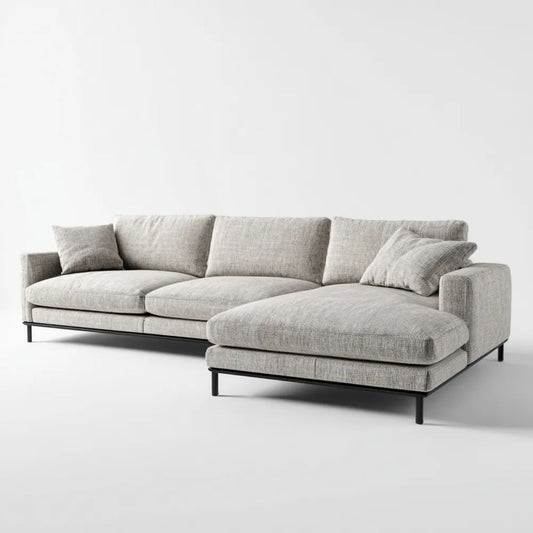 Sofa narożna z prawym szezlongiem z tkaniny jasnoszara/czarna 280 x 165 x 85 cm