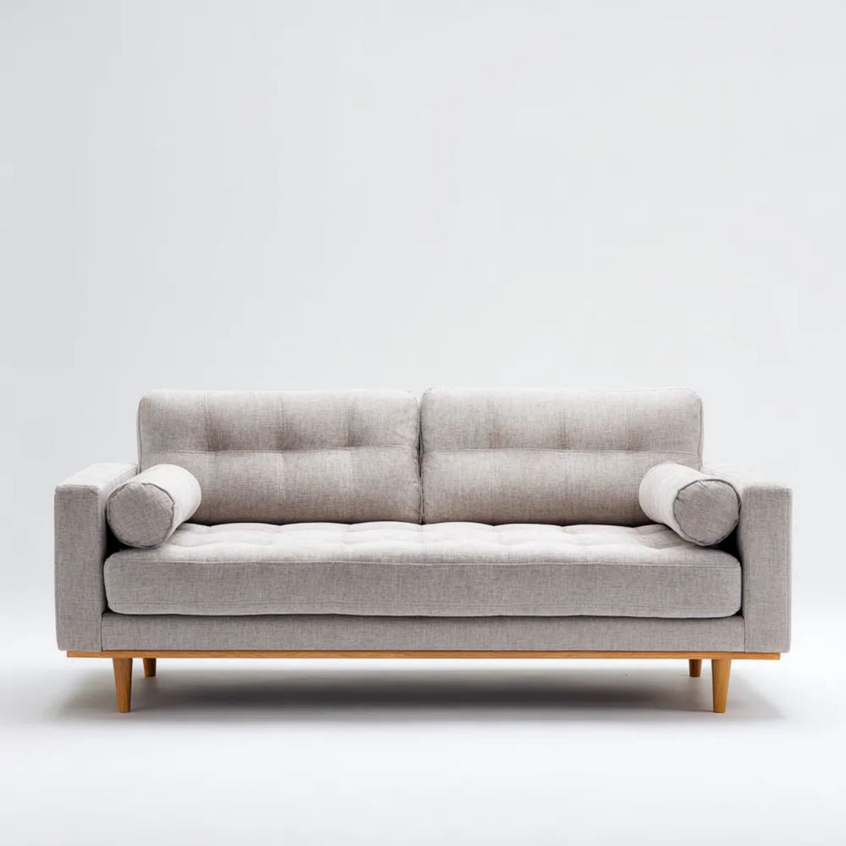 Dwuosobowa sofa jasnoszara z tapicerką poliestrową 180 × 85 × 85 cm