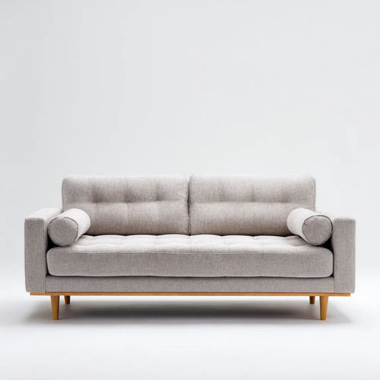 Dwuosobowa sofa jasnoszara z tapicerką poliestrową 180 × 85 × 85 cm