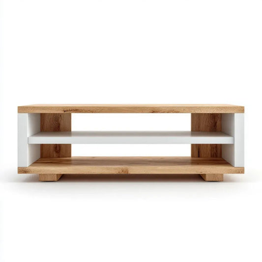 Dębowa szafka RTV z białą półką MDF 120 x 40 x 45 cm